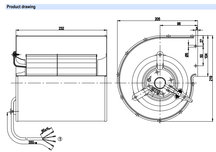 Forward Leaning Centrifugal Turbine Fan D2E146-AP47-02 230V M2E068-EC For Siemens Variable Frequency