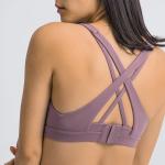 Strappy Sports Bra For Women Sexy Crisscross Back Adjustble Button Yoga Running