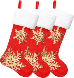 Wholesale 3PC Christmas Stocking,Sequin Hanging Stocking Decorations Christmas Party Family Decor (Red) from china suppliers