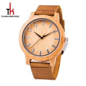Wholesale Nice Quartz Modern Wood Watches Bamboo Case Leather Strap For Men from china suppliers
