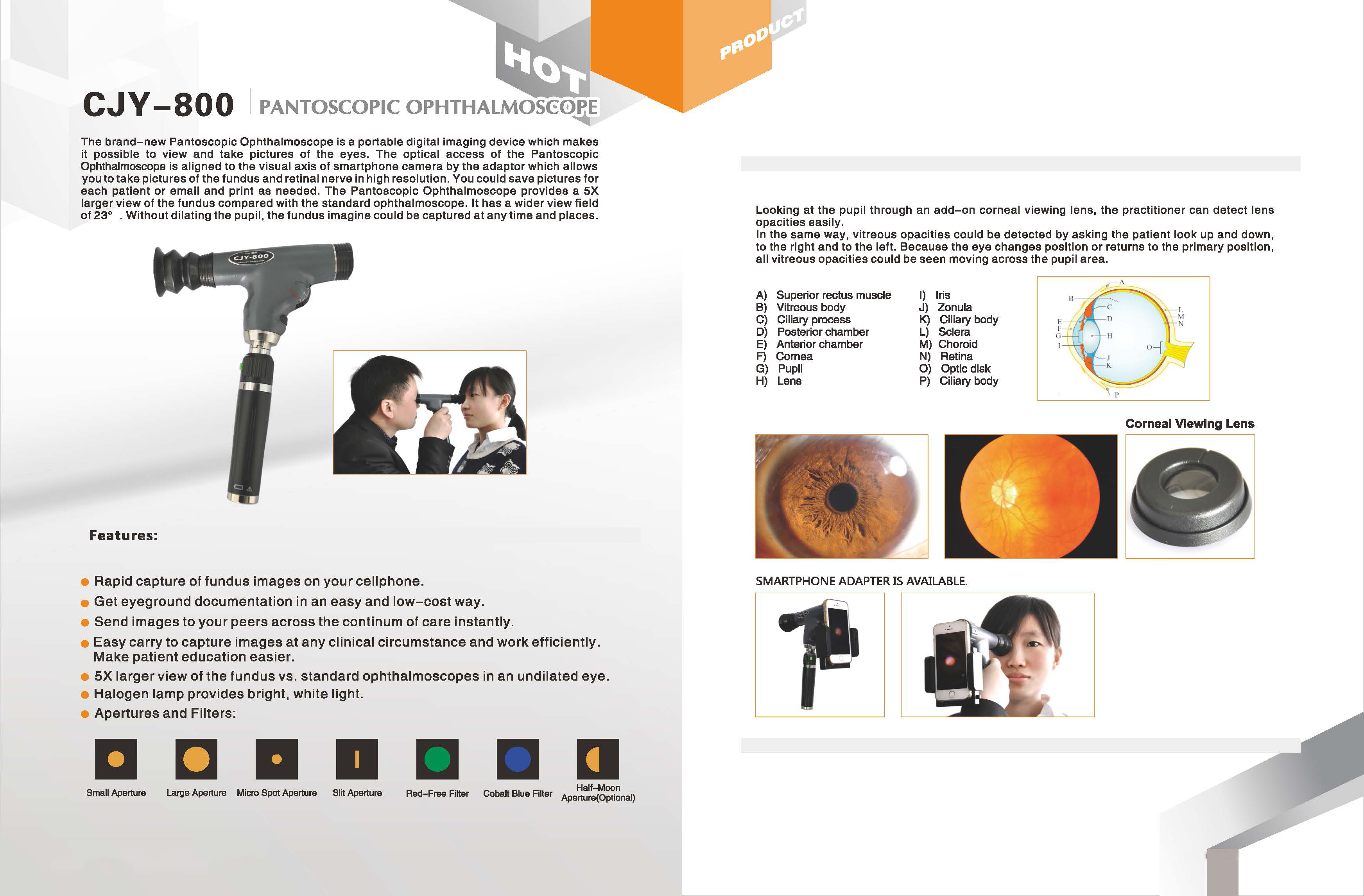Portable Digital Imaging Pantoscopic Ophthalmoscope Price / Rechargeable Ophthalmic Pantoscopic Ophthalmoscope