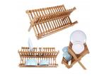 Collapsible Compact Dish Drying Rack Bamboo Wooden Dish Rack Plate Rack