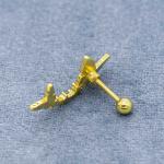 Crystal double gold butterfly earrings studs 316 Stainless steel 8mm