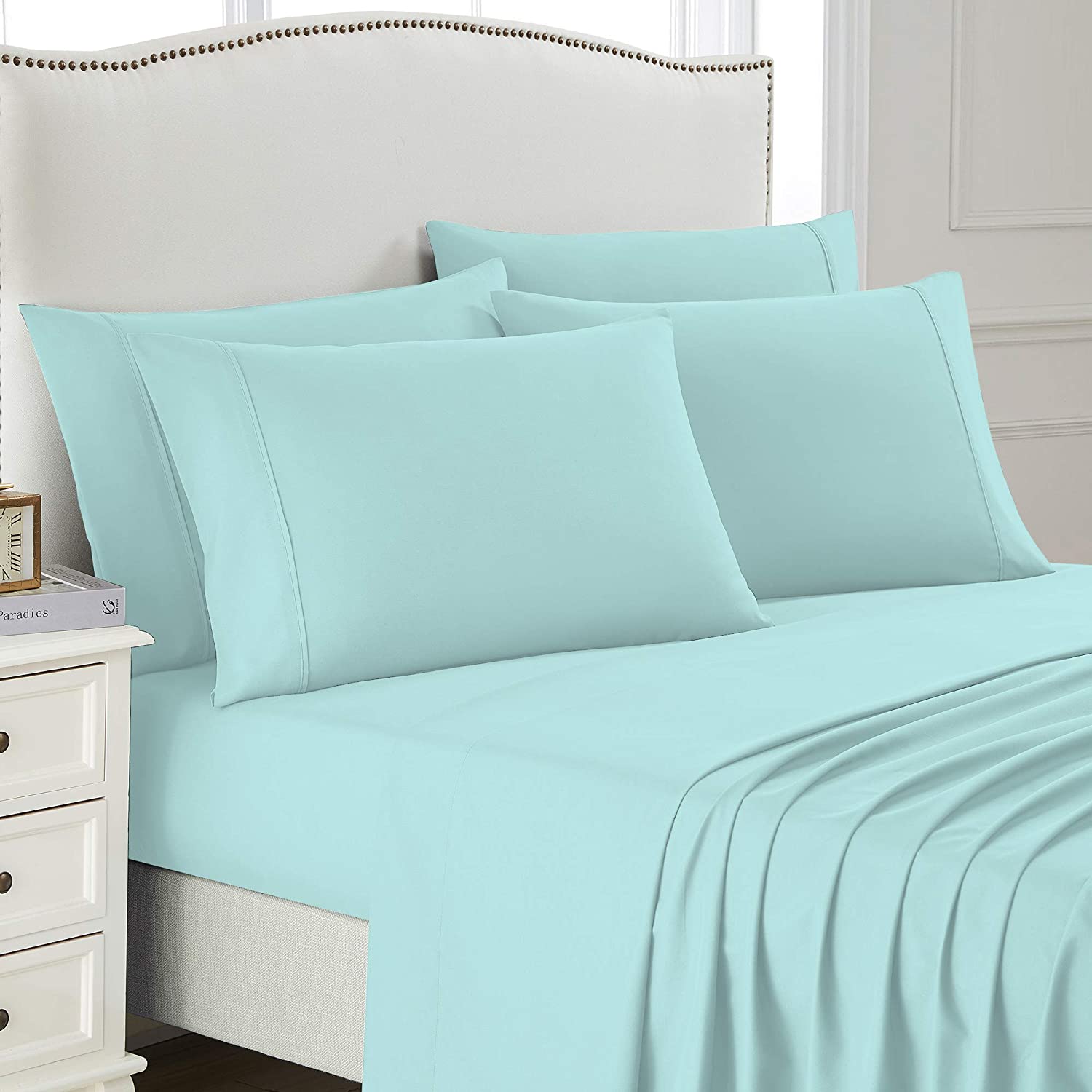 6 PC Super Soft Microfiber Bedding Set Wrinkle Fade Resistant for 14'' Deep Pocket