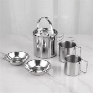 Wholesale Stainless Steel Outdoor Camping Pot Set Backpacking Cookout Picnic Cookware from china suppliers