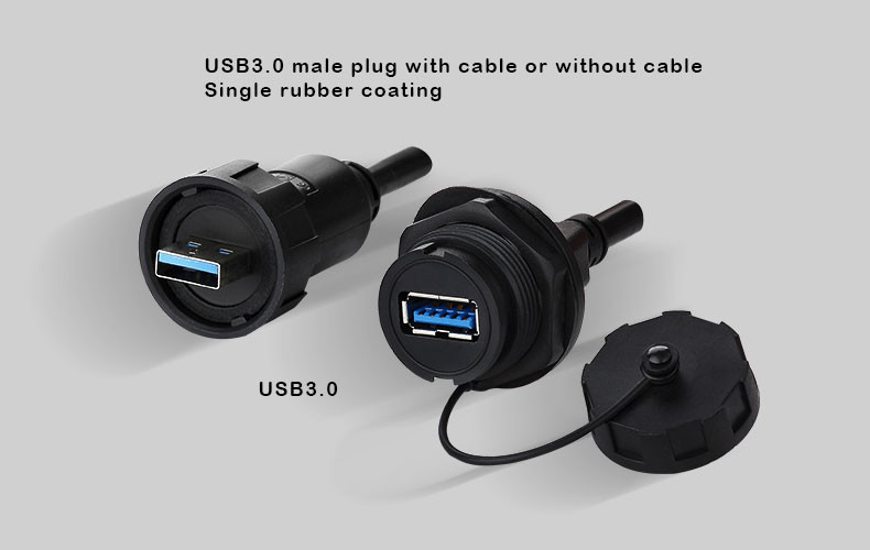 Customize Length Wire Soldering USB 2.0/3.0 Female Panel Mount Waterproof Connector