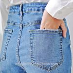 Embroidered Women Denim Wide Leg Pants , Girls Loose Fit Jeans Breathable