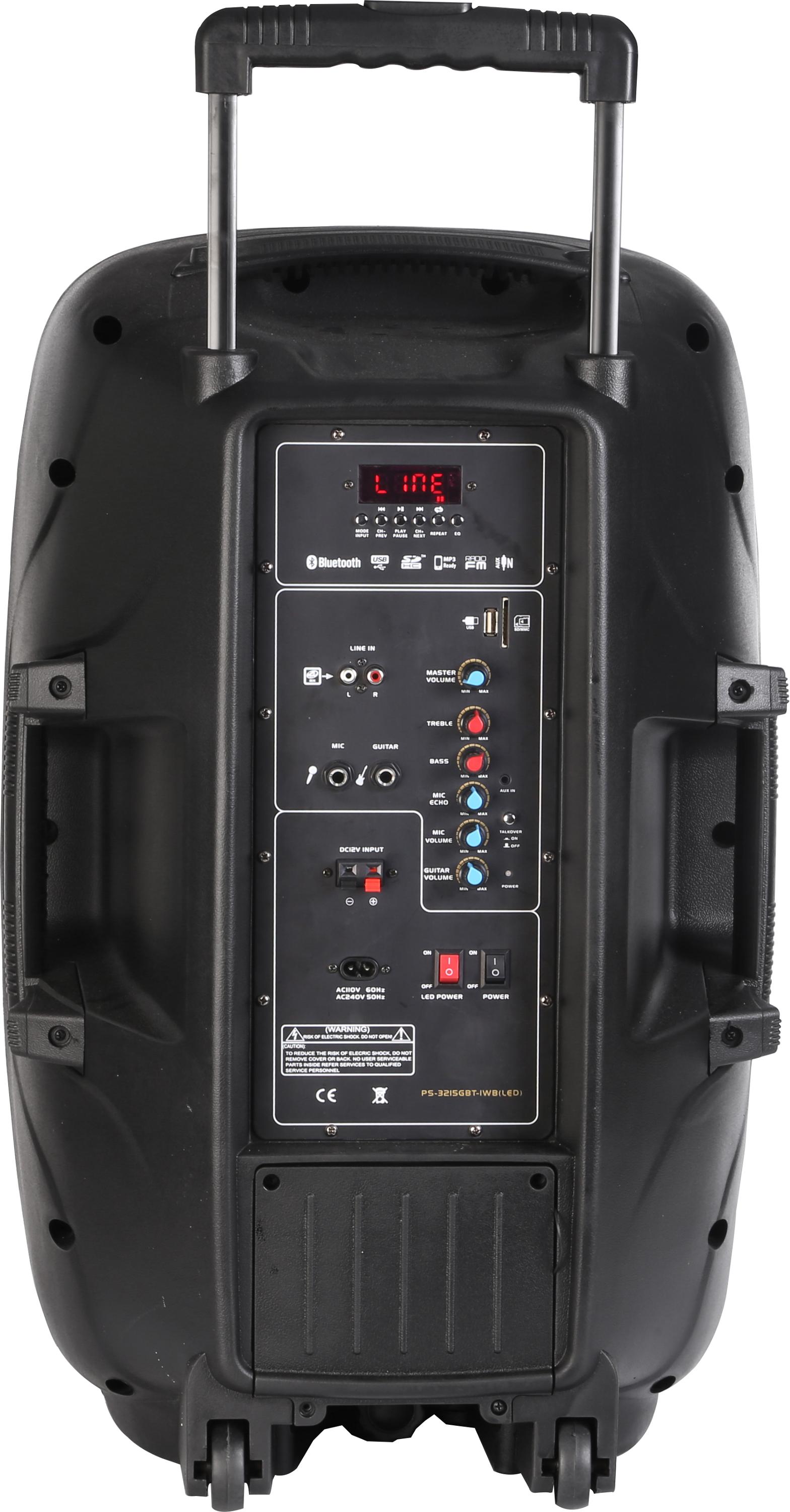 15 inch Active Speaker System Portable PA with Battery handle and wheels , Trolley speakers