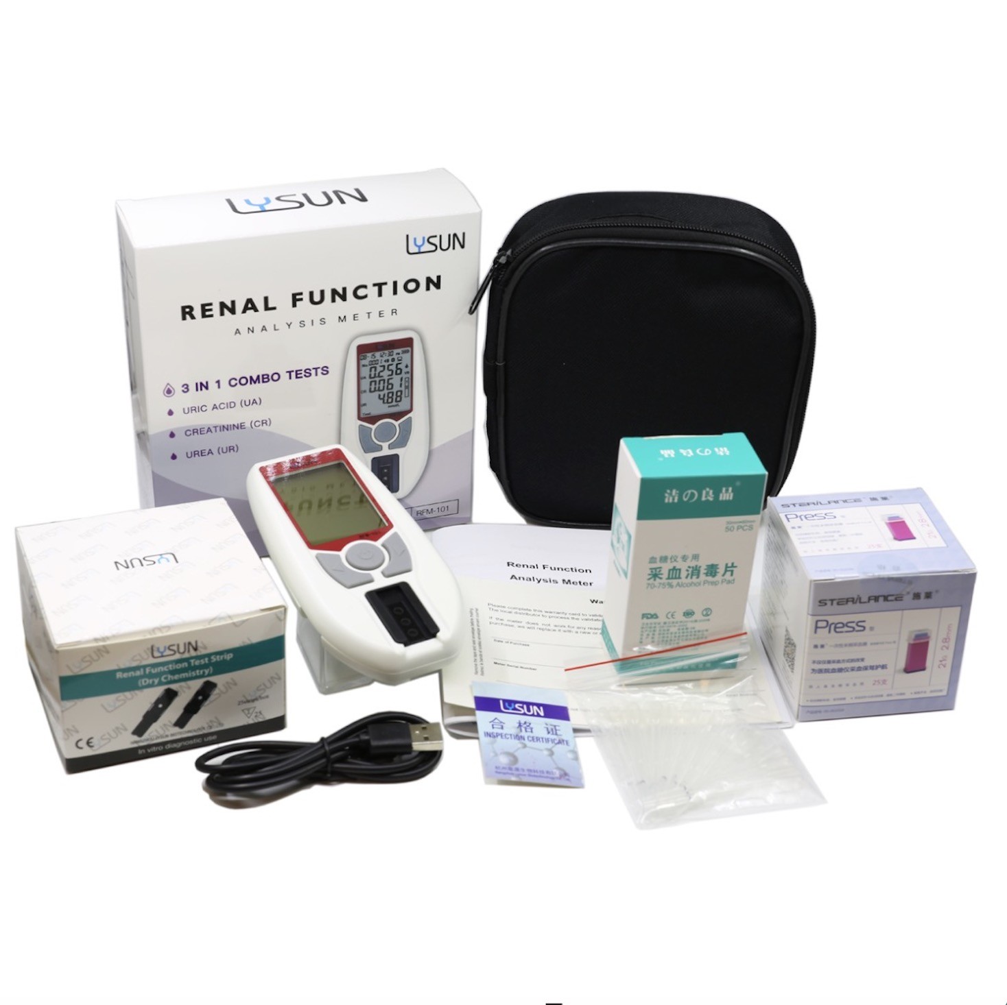 500 Records Uric Acid Tester With Lysun RFM-101 Portable Reflectance Photometer