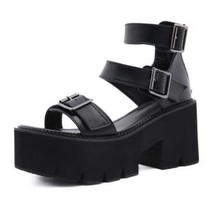 Wholesale Black Women'S Platform Heel Shoes Muffin Bottom Thick Soled from china suppliers