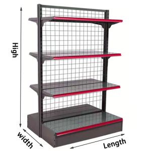 Wholesale Metallic Mesh Back Gondola Shelving Cold Rolled Steel Rack Supermarket Shelf from china suppliers