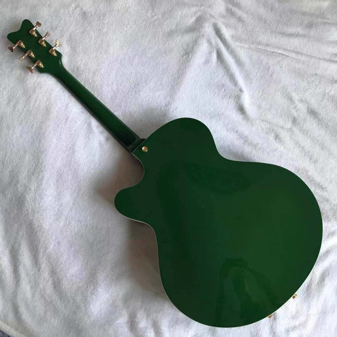 Custom Gret Electric Guitar in Green Color Semi Hollow Body Jazz Electric Guitar With Bigsby Tremolo and High Grade Tune