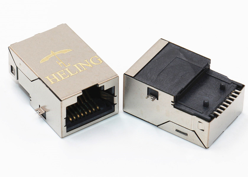Gigabit Surface Mounting Magnetic Modular Jacks Side Entry Brass Shielded Shell