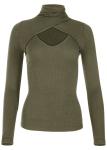Autumn Slim Fit Sexy High Collar Long Sleeve Threaded Top Fashion Pure Color