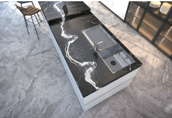 Ararat Lighting Black Colour Marble Slab Tile For Bathroom Scratch Resistant