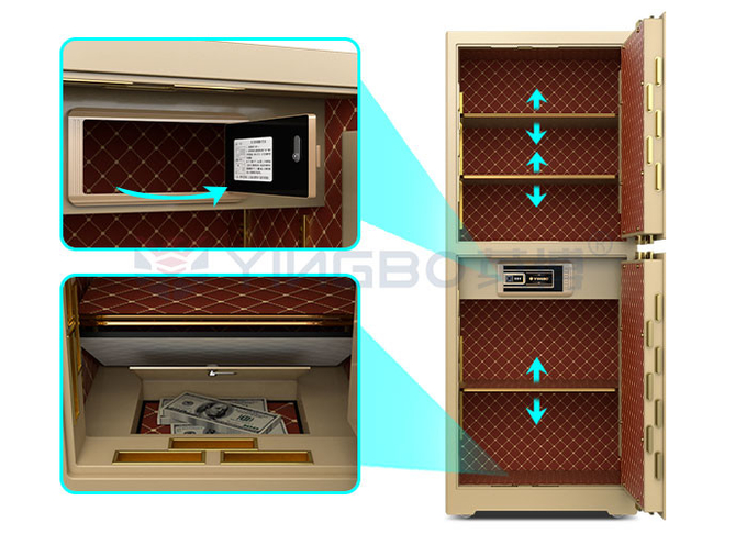 Liquid Crystal Display Panel Commercial Safe Box With Patent Solid Bolts And Fingerprint Biometric H1880mm