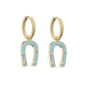 Wholesale Enamel U Shape Gold Earrings Cute Contemporary OEM Gold Plated Hoop Earrings from china suppliers