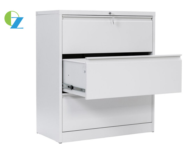 Quality Steel 3 Drawer Lateral File Cabinets Fully Opened Width 900mm