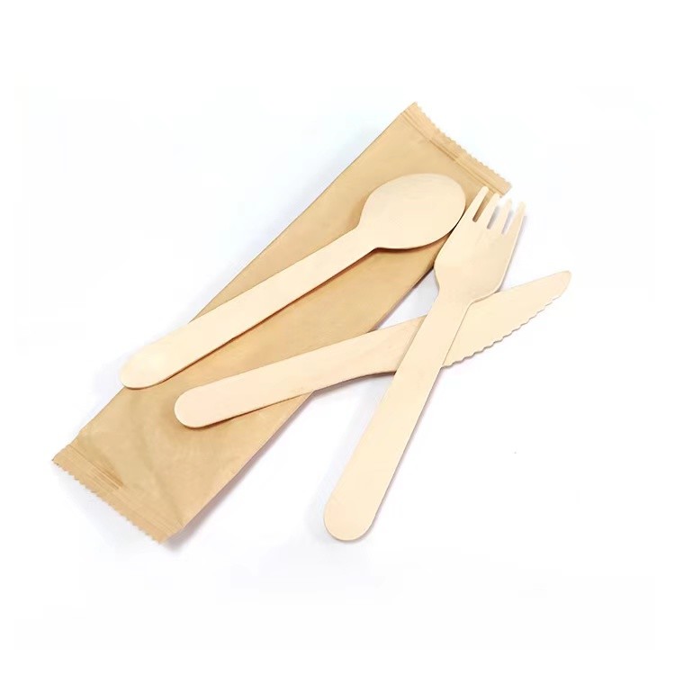 140cm FSC Disposable Wooden Cutlery Set Fork Spoon Knife Bamboo