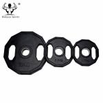 Polygonal Rubber Coated Weight Lifting Plates 45 lbs for Gym Fitness