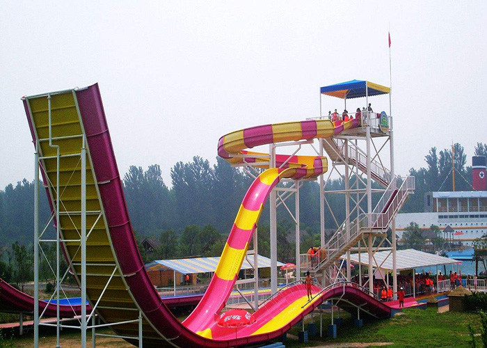 Custom Speed Slide Outdoor Commercial Water Park Equipments Fiberglass Slides For Adult