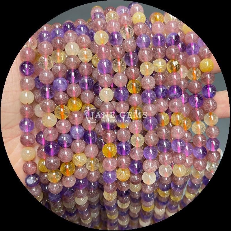 Round Gemstone Fire Quartz Smoky Quartz Bead Strands in Assorted Colors for DIY Jewelry Crafting