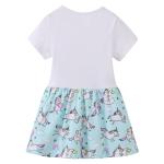 Summer Children's Clothing Cotton Fabric Dresses with Unicorn Printing Custom