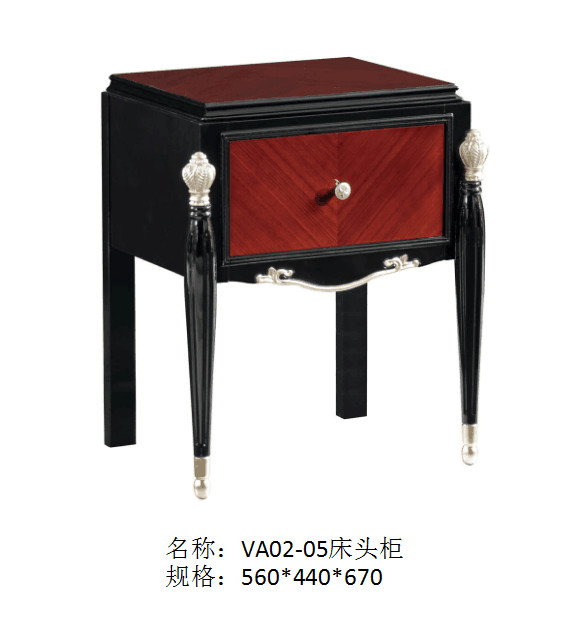 Luxury furniture sets French Neoclassical Black Bright Solid Wood Furniture Leather Soft Packed Double Bed