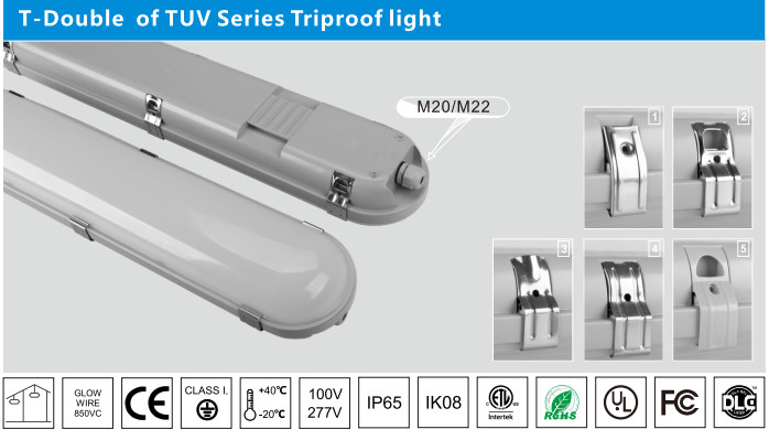 2FT/4FT/5FT LED Tunnel Lights emergency kit 3hrs IP66 Tri proof light