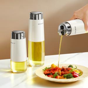 Wholesale 280ml 500ml Kitchen Glass Auto Flip Oil Dispenser Cooking Leakproof No Drip Stainless Steel Cap Oil Container Soy Sauce Bottle from china suppliers