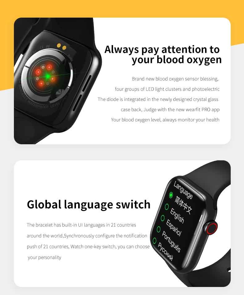 44mm 1.72" Heart Rate Bluetooth Fitness Watch Pk IWO12 W26