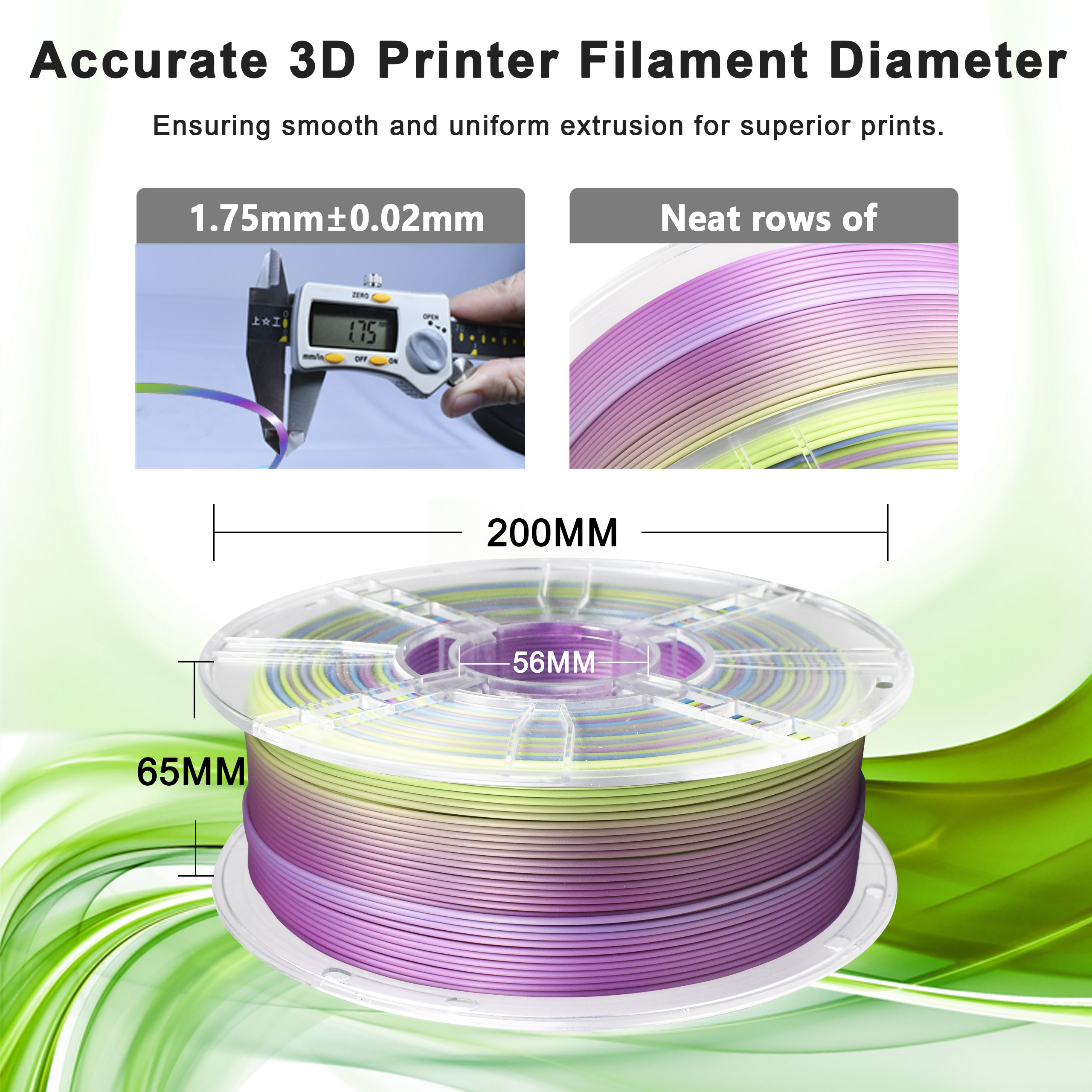 IBOSS High Toughness 3d printing filament silk tri-color yellow purple blue 1.75mm PLA+ Filament