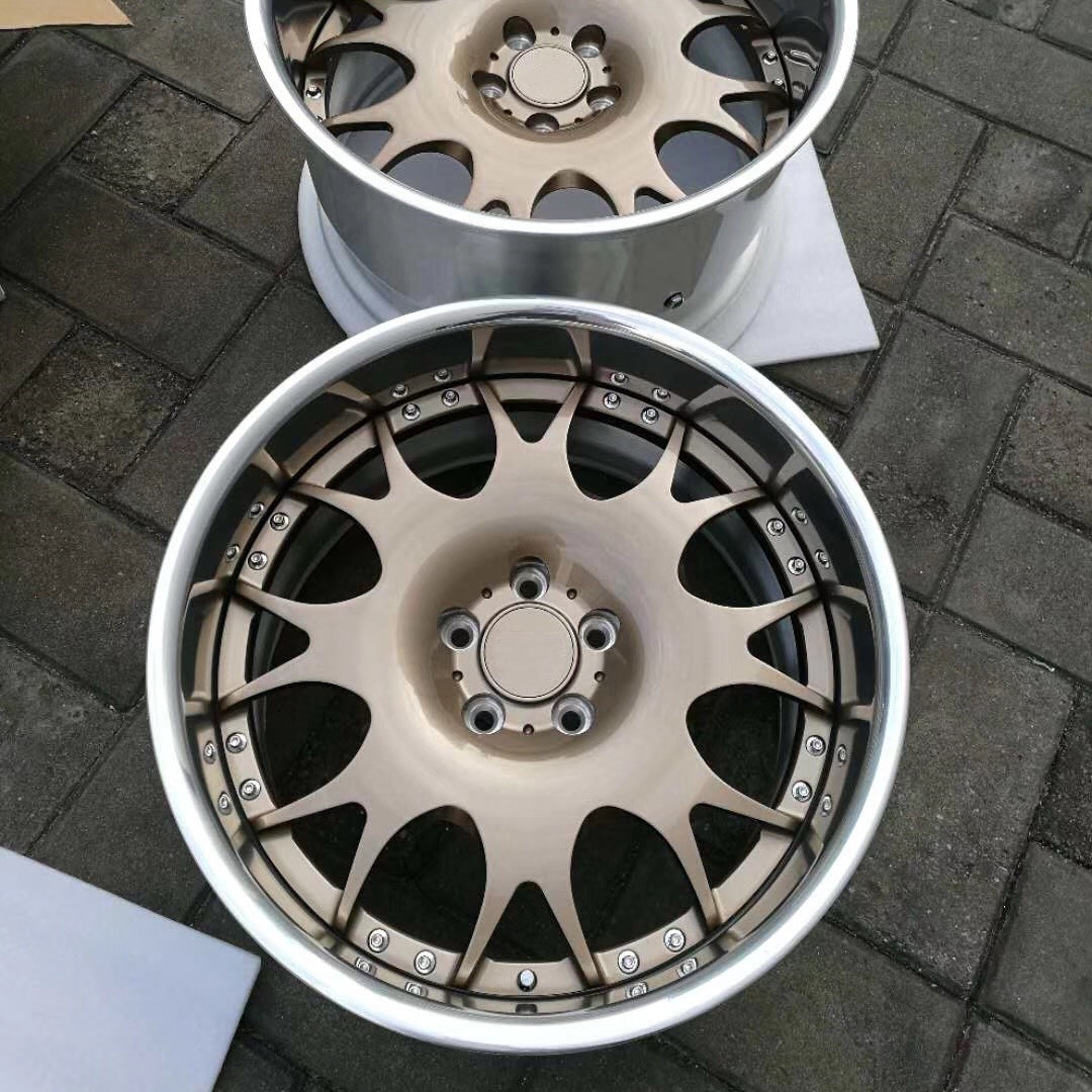 Customized 2 piece 22 inch wheel super deep concave brushed bronze polished lip car rim forged wheels