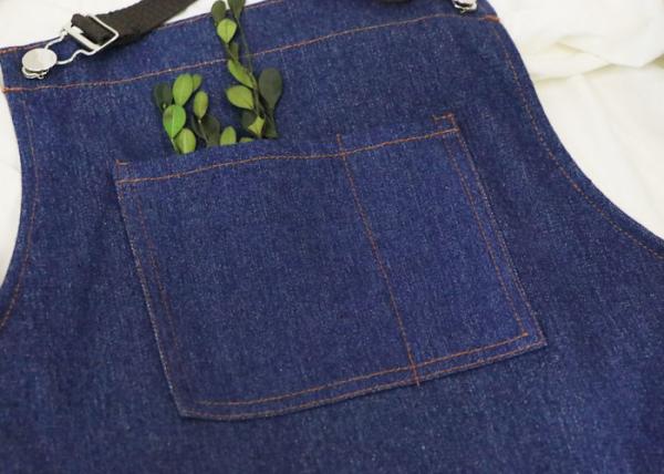 Denim Kitchen Cooking Apron Home Cleaning Apron With Many Pockets Hang-Neck
