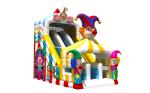 Funny PVC Digital Painting High Inflatable Dry Slide Circus Clown