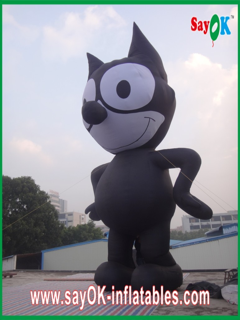 Inflatable Black Cat / Strong Oxford Cloth Inflatable Animal Cartoon Height 8m