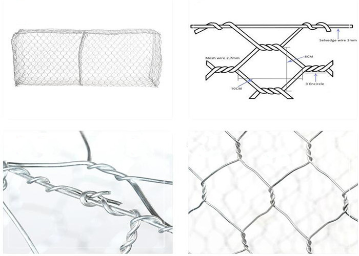 Galvanized 2x1x0.5m 2.4mm 60x80mm Welded Gabion Box