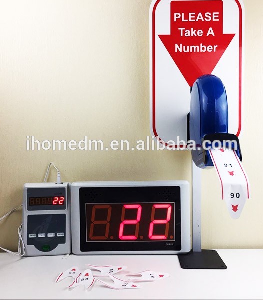 plastic queueu number 0-999 roller paper box with metal tabletop stand