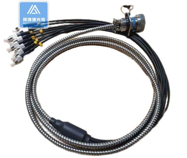 8 Core Armored Fiber Optic Patch Cable J599 FC Military Jumper Square Lock Tube