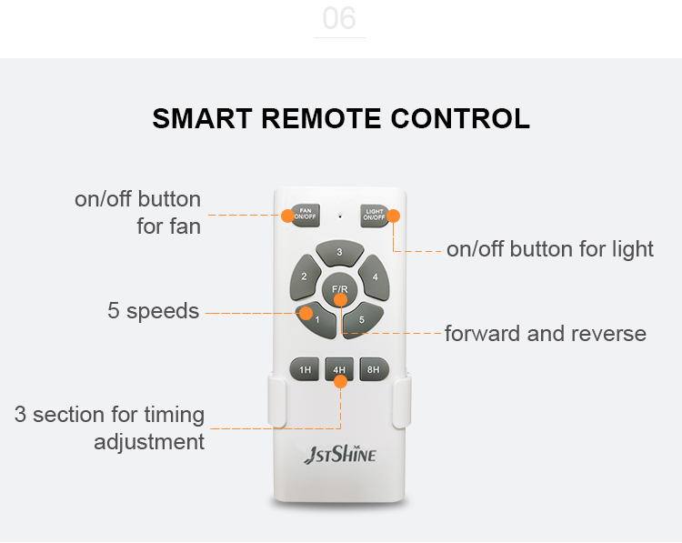 Switch Remote Control 52 Inch LED Ceiling Fan with 3 Solid Blades and LED Lights