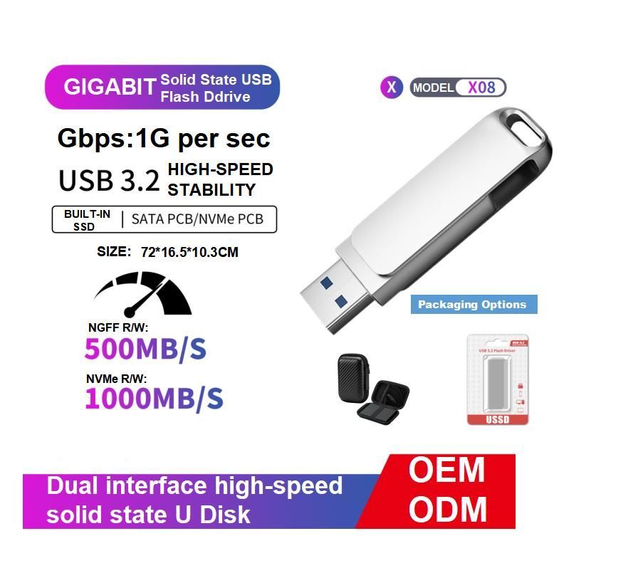 OEM Portable Type-C Solid State Disks USB 3.2 Flash Drive Provides a Read Speed of up to 550MB/S and a Write Speed of 1000MB/S 1tb SATA and Nvme Interface