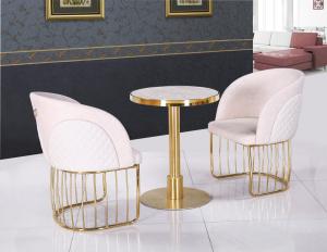 Wholesale 60cm Gold Metal Frame Small White Marble Coffee Table from china suppliers