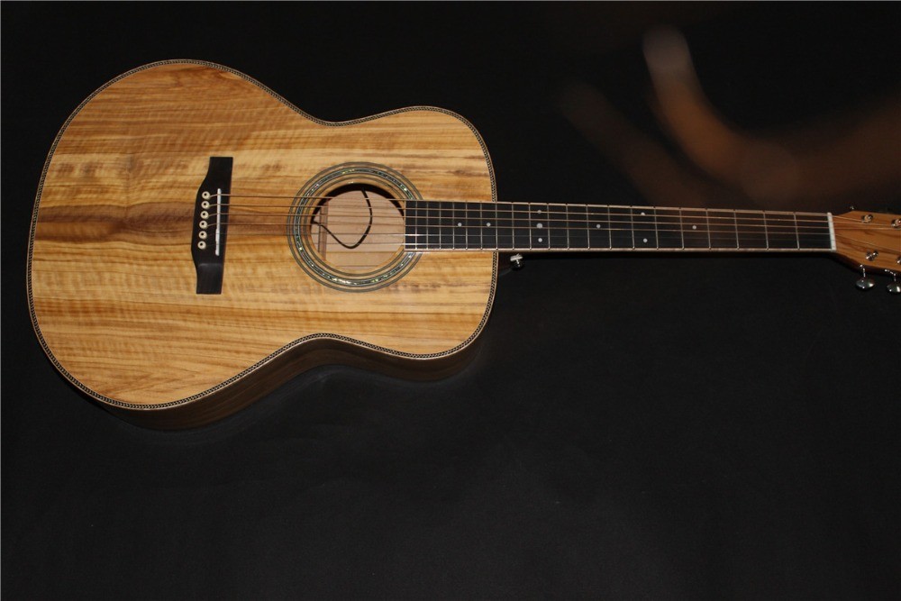 AAAA all Solid imported olive wood OM body custom guitar acoustic electric guitar