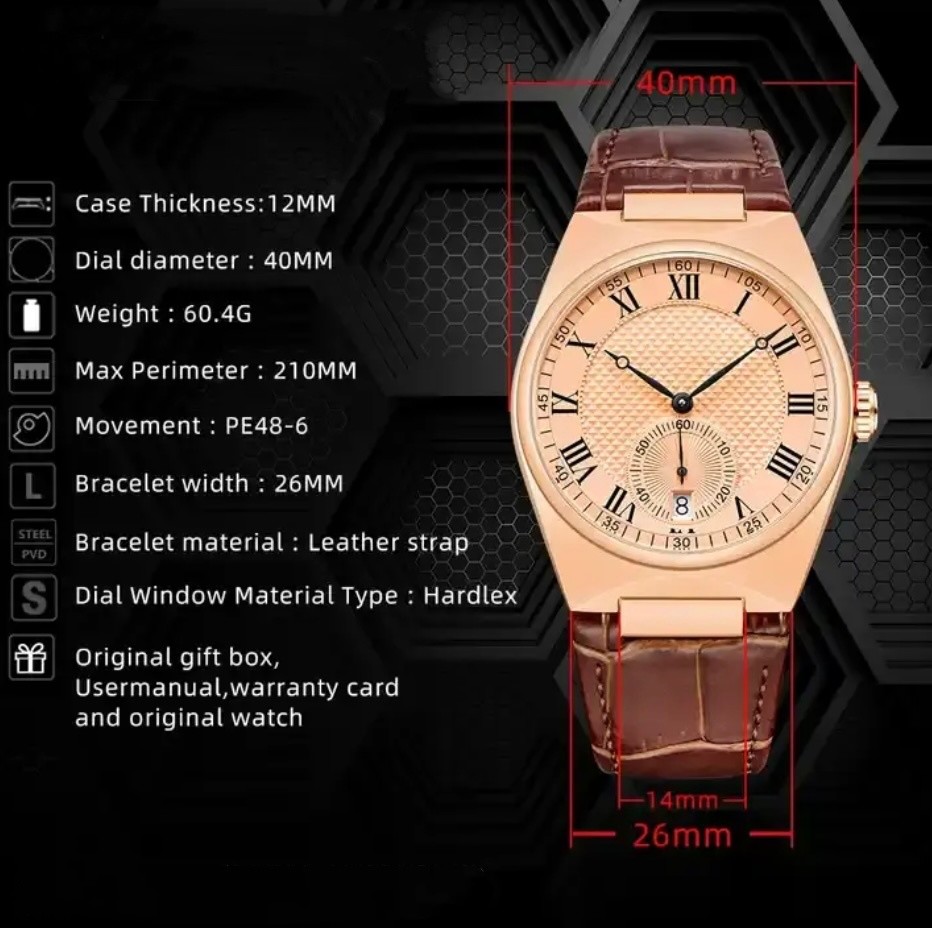 Alloy Case Waterproof Quartz Watch Shock Proof Leather Strap Quartz Watch