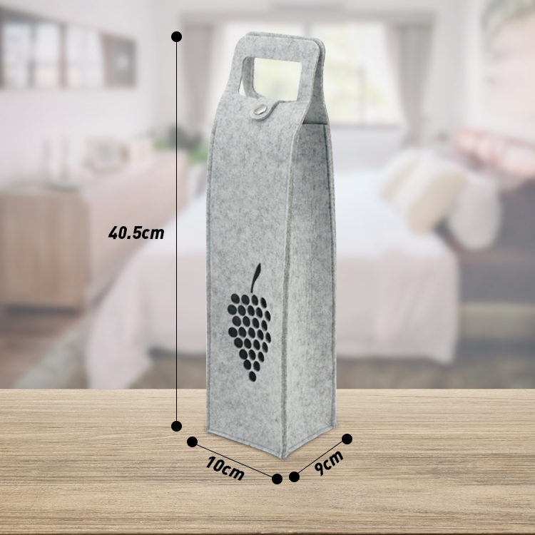 Custom Pattern Felt Wine Tote Bag Non Woven 750ml Wine Bottle Bag For Christmas Festival