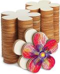 Unfinished Wooden Flower Cutouts Discs Crafts Wood Ornaments Flower Embellishmen