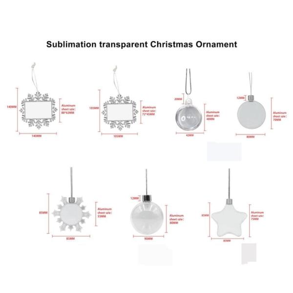 Personalised Christmas Tree Decorations Plastic Sublimation Snowflake Blank Sublimation Christmas Ornaments