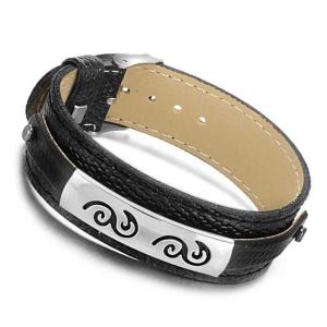 Wholesale Tagor Stainless Steel Jewelry Super Fashion Silicone Leather Bracelet Bangle TYSR038 from china suppliers
