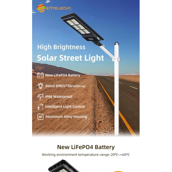 90W BST-AIO-90-L01 Solar Street Light with and Performance 32700 LiFePO4 3.2V/15000mAH