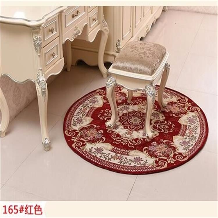 Brown Jacquard Chair Floor Mats Round Shape High Wear Resistance